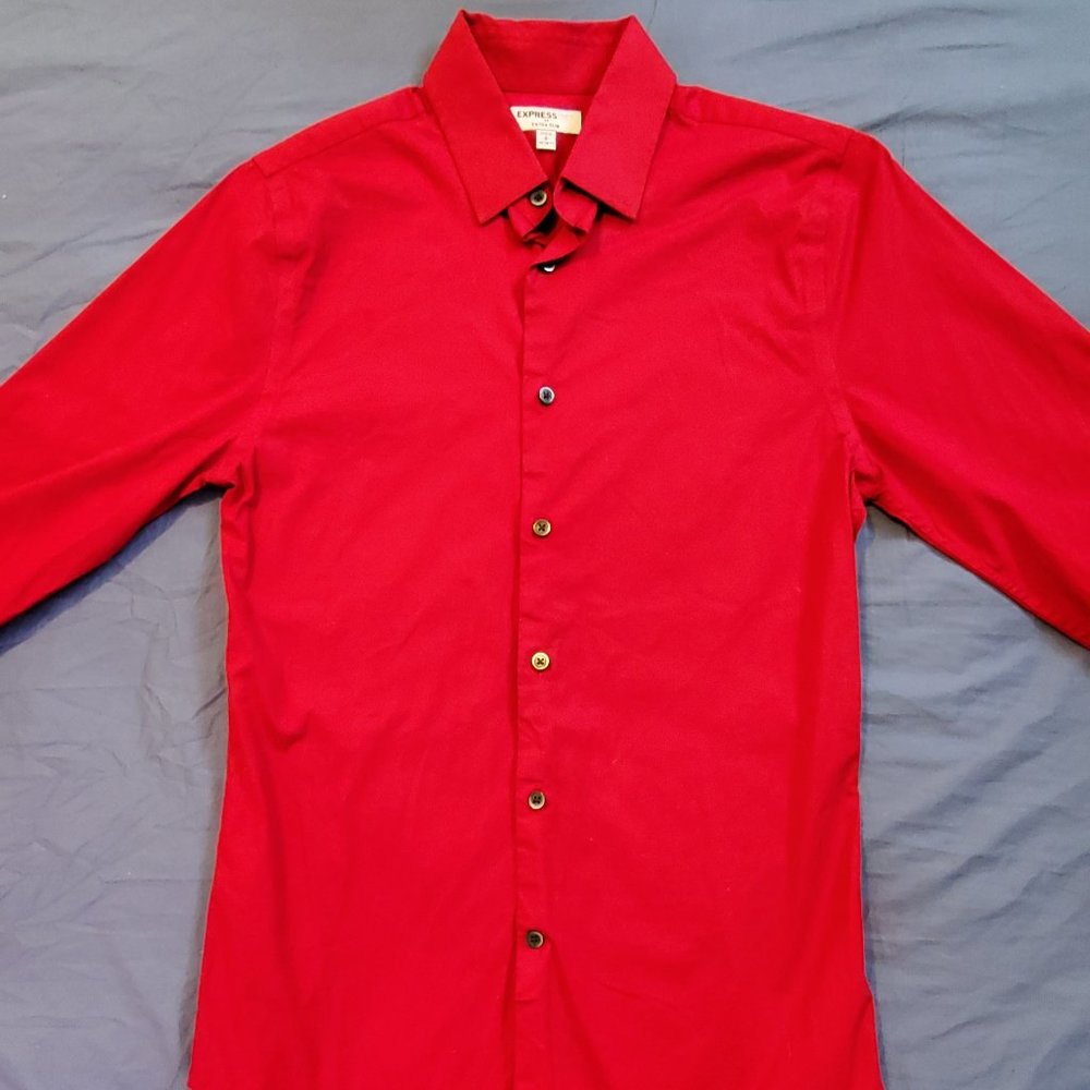 Express Slim Fit Red Long Sleeve Men's Small